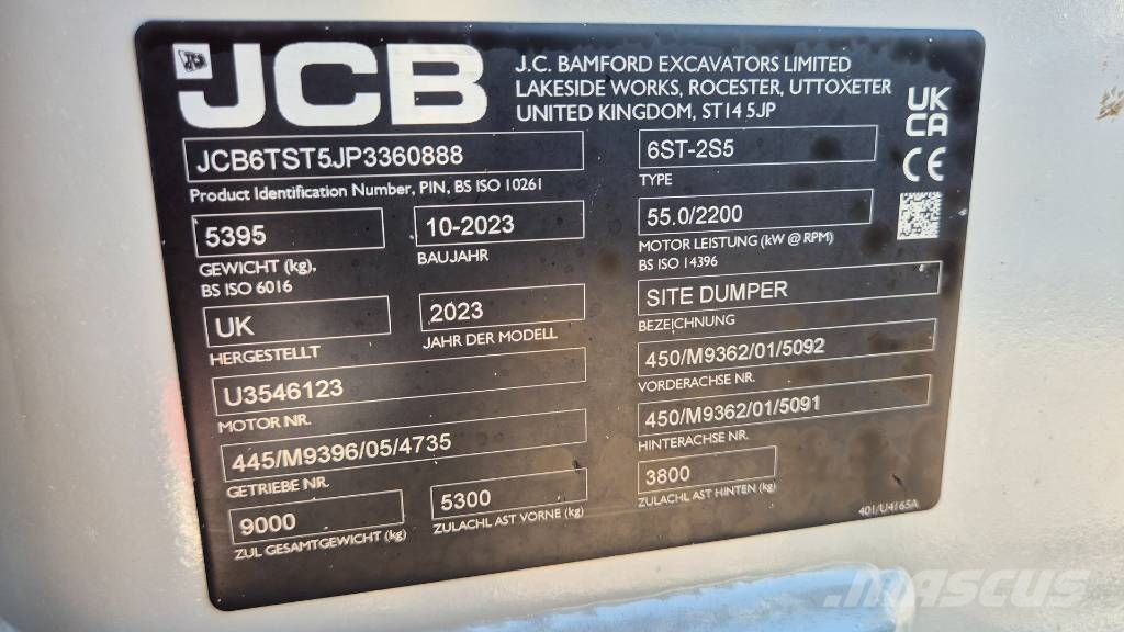 JCB 6ST-2S5 - 2023 YEAR - 475 HOURS - CAMERA Dumper - Knickgelenk