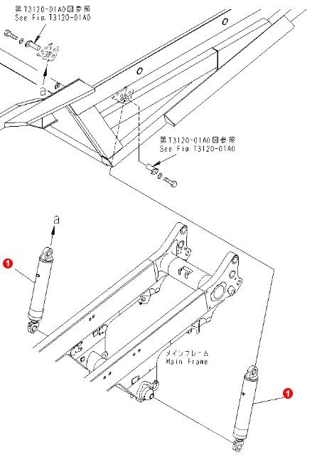 Komatsu HD605-7 Hoist Cilinder Assy 707-09-00040 هيدروليات