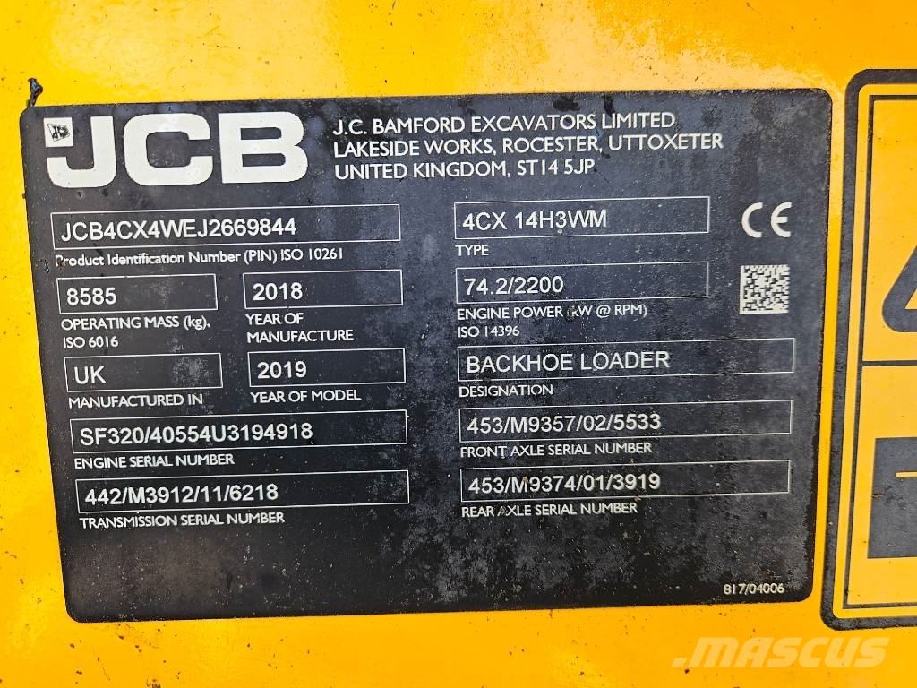JCB 4CX Manual comands - ISO Backhoe loaders