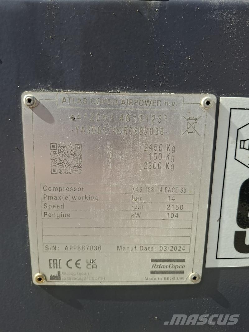 Atlas Copco AC Kompressor XAS188-14 m. Fahrw. Muut maatalouskoneet