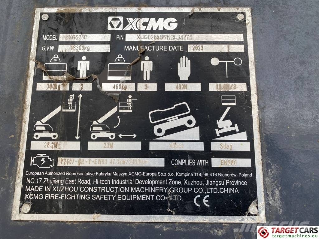 XCMG XGS28E Diesel 4x4 Telescopic Boom Work Lift 2820cm Teleskopické plošiny