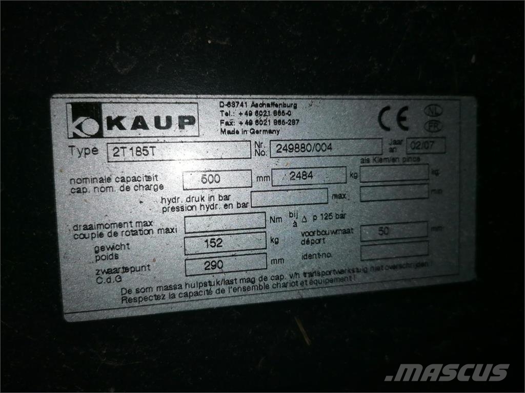 Kaup 2T185T Andere Ausstattung und Zubehör