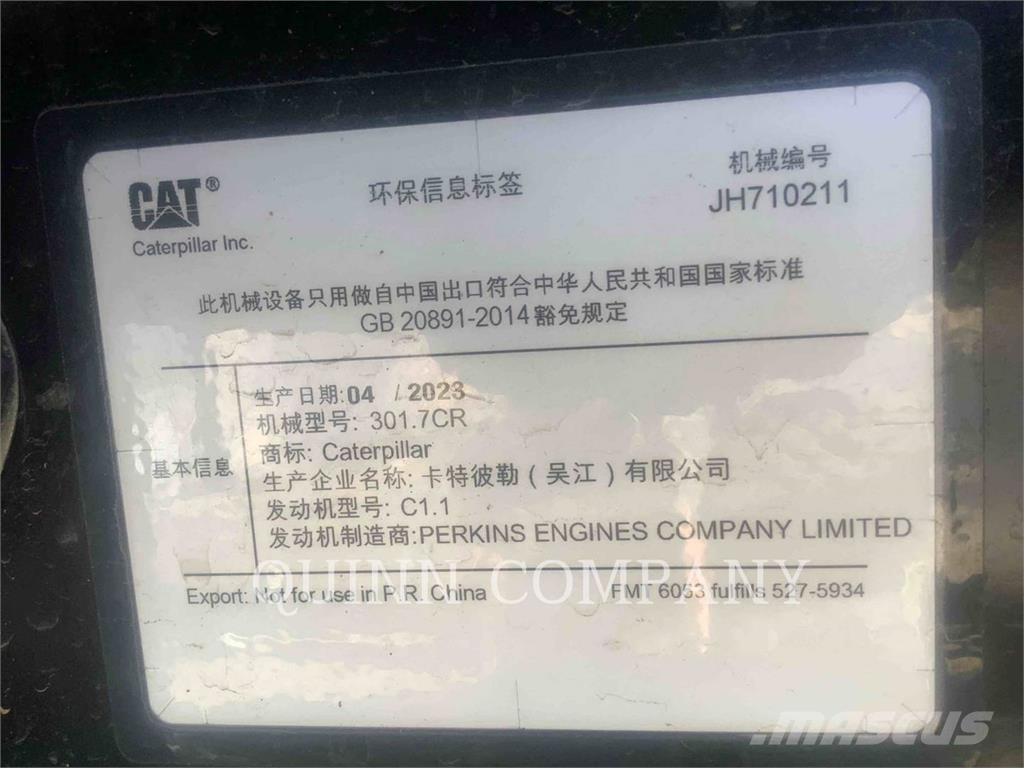 CAT 301.7 Pásová rýpadla
