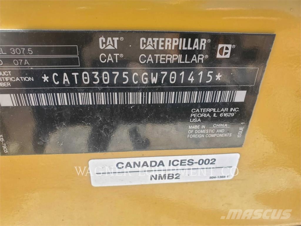 CAT 307.5 THB Escavadeiras de esteiras