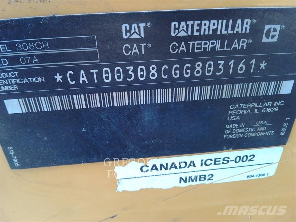 CAT 308-07CR Excavadoras de cadenas