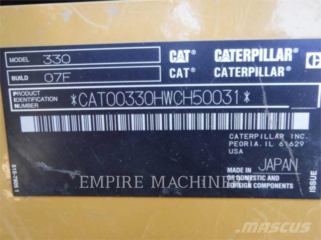 CAT 330-07 TH Koparki gąsienicowe