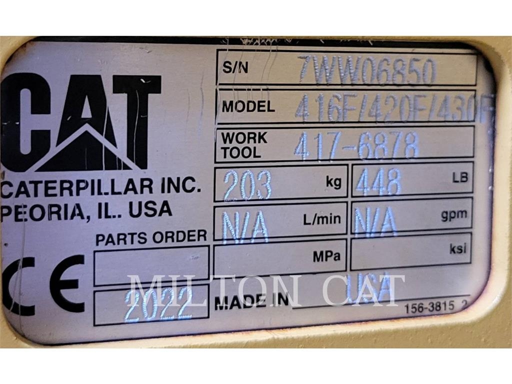 CAT 416F-430F IT QUICK COUPLER Attache rapide pour godet