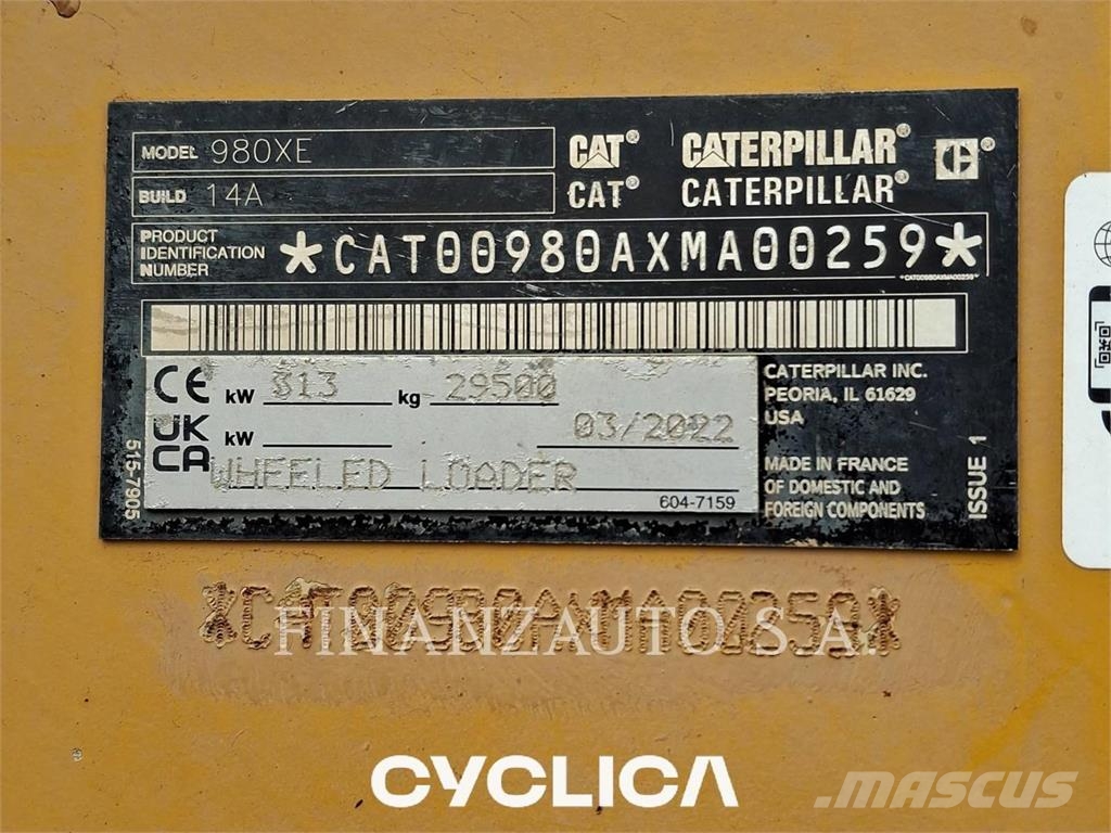 CAT 980XE Kolesové nakladače