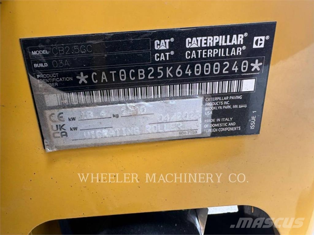 CAT CB2.5 GC Οδοστρωτήρες μονού κυλίνδρου