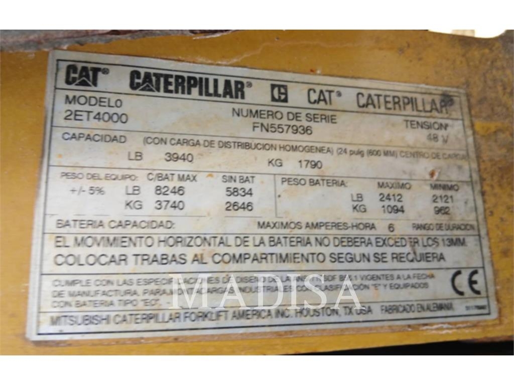 CAT LIFT TRUCKS 2ET4000-48 Περονοφόρα ανυψωτικά κλαρκ - άλλα