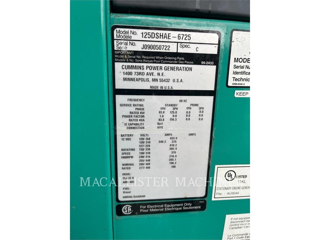 Cummins 125DSHAE Diesel Generators