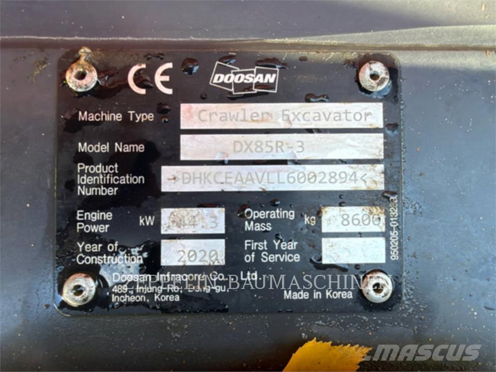 Doosan DX85R-3 Bagri goseničarji