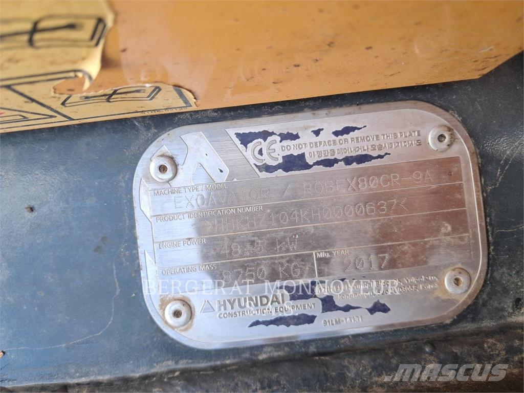 Hyundai R80CR.9 حفارات صغيرة أقل من 7 طن (حفارات صغيرة)