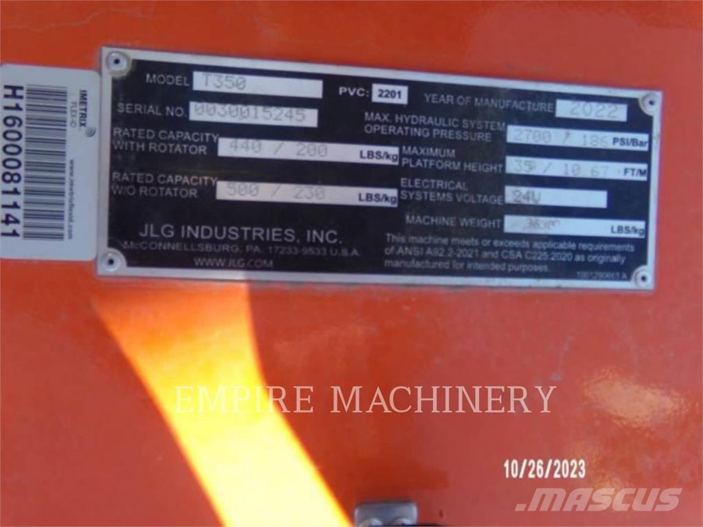 JLG T350 Articulated boom lifts