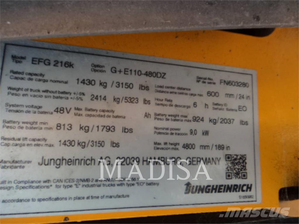 Jungheinrich EFG216K شاحنات ذات رافعات شوكية - أخرى