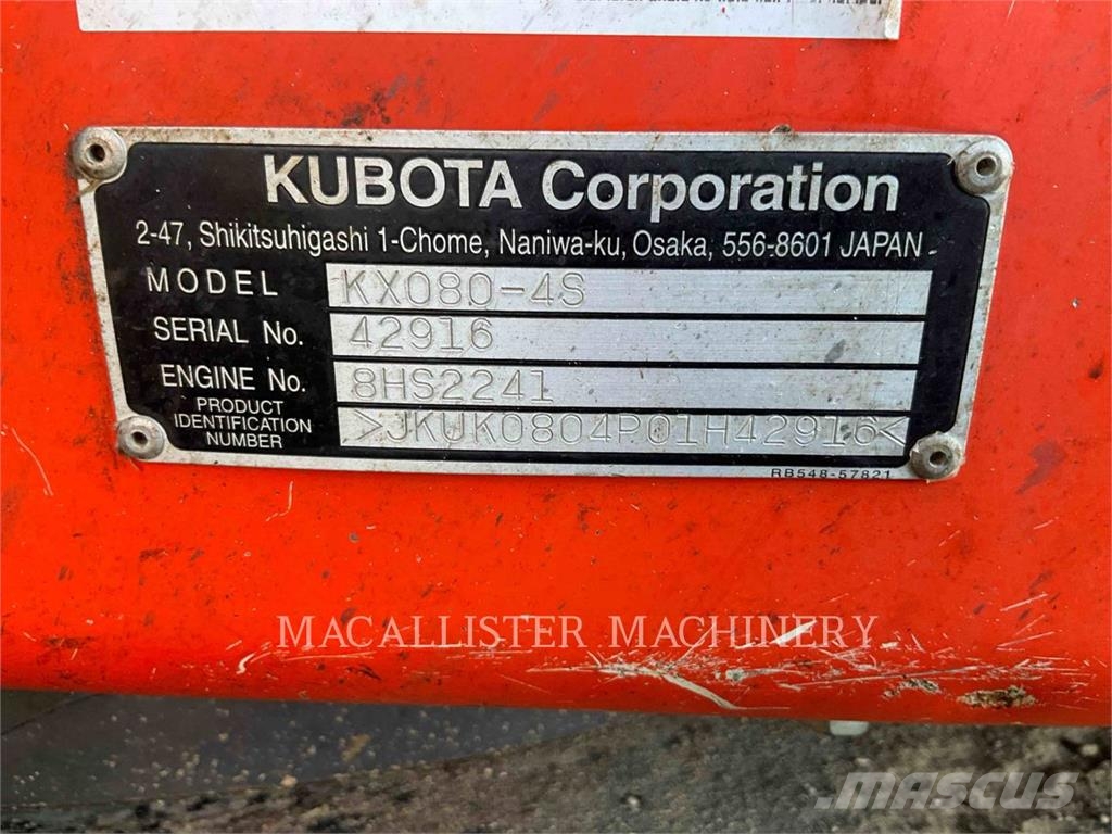 Kubota KX080-4S Bagri goseničarji