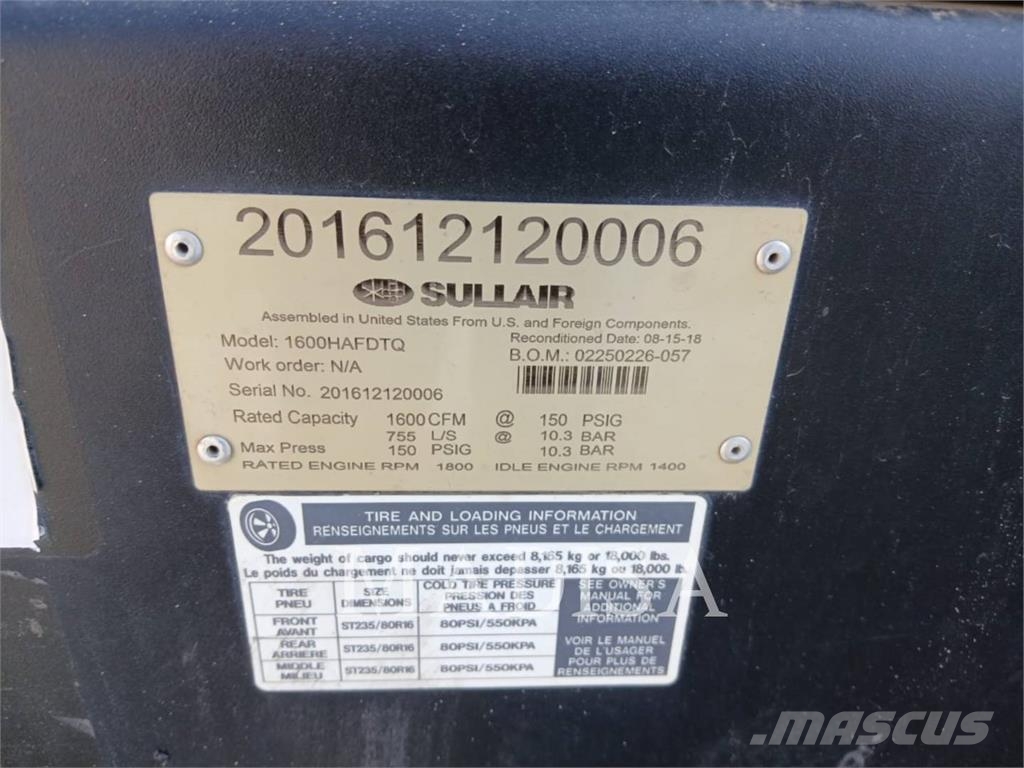Sullair 1600HAFDTQ Basınçlı hava kurutucuları