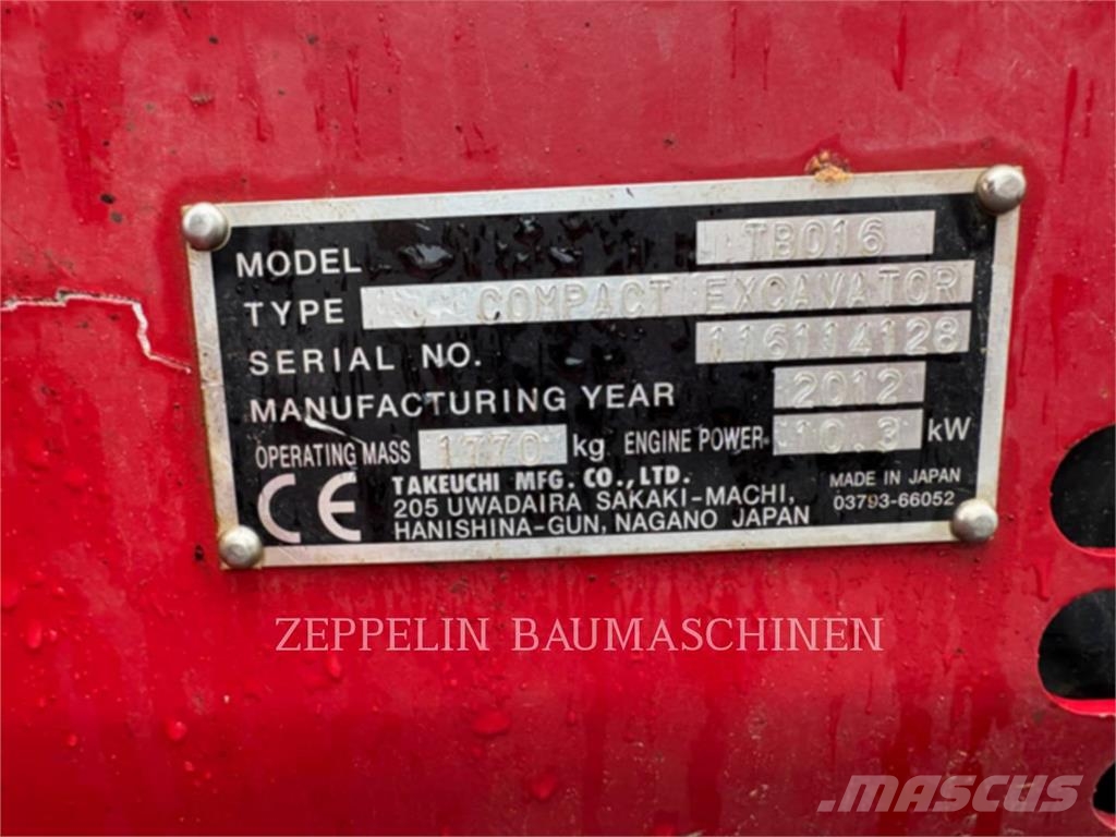 Takeuchi TB016 Bagri goseničarji