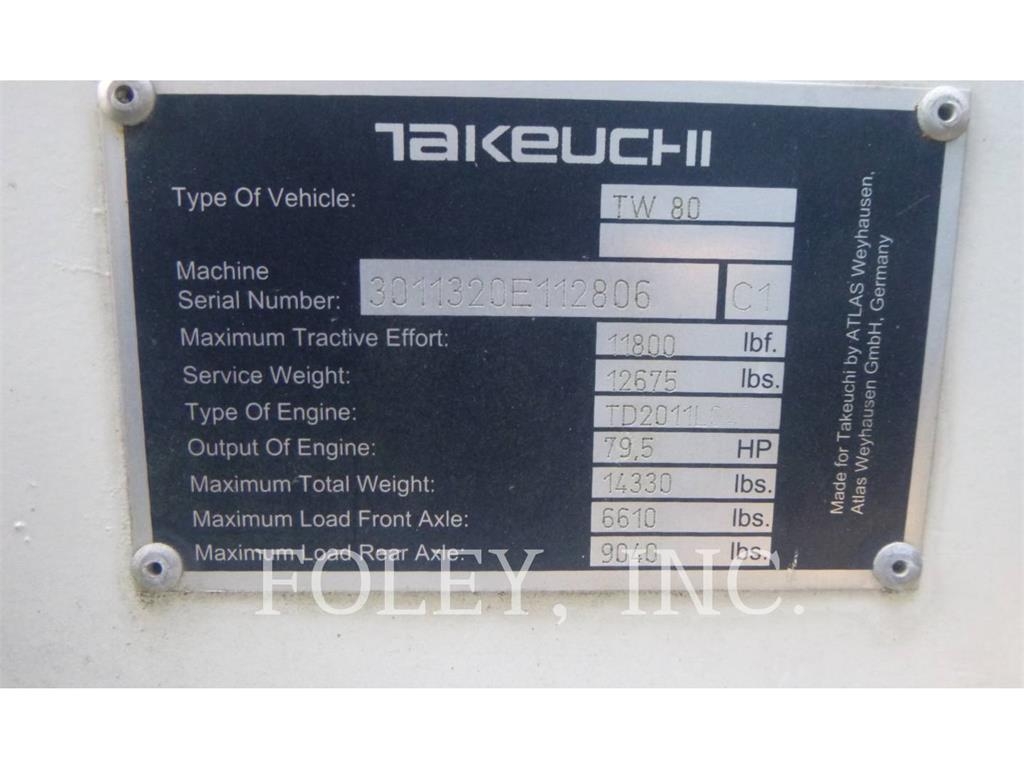 Takeuchi TW80 Cargadoras sobre ruedas