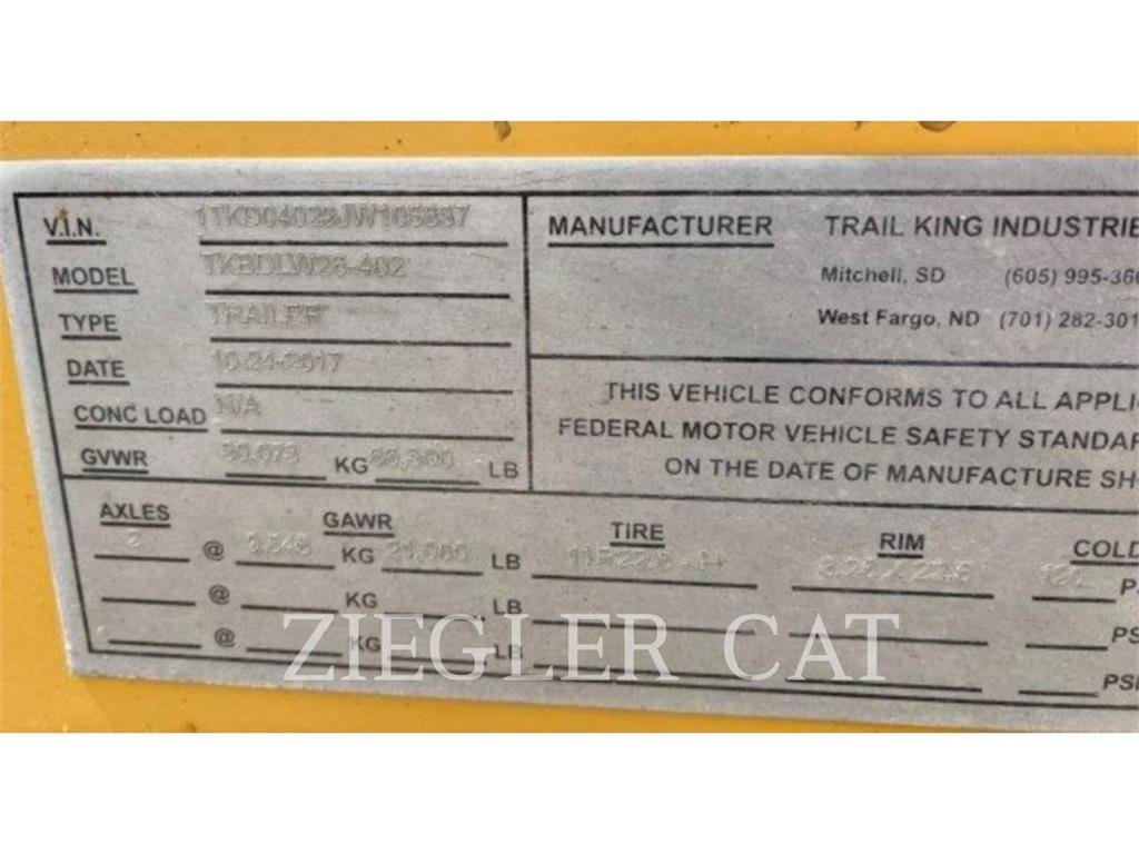 Trail King INDUSTRIES INC. TKBDLW26 Otros remolques