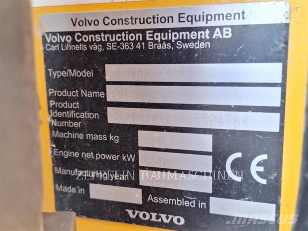 Volvo CONST. EQUIP. NA, INC. A60H Camiones articulados