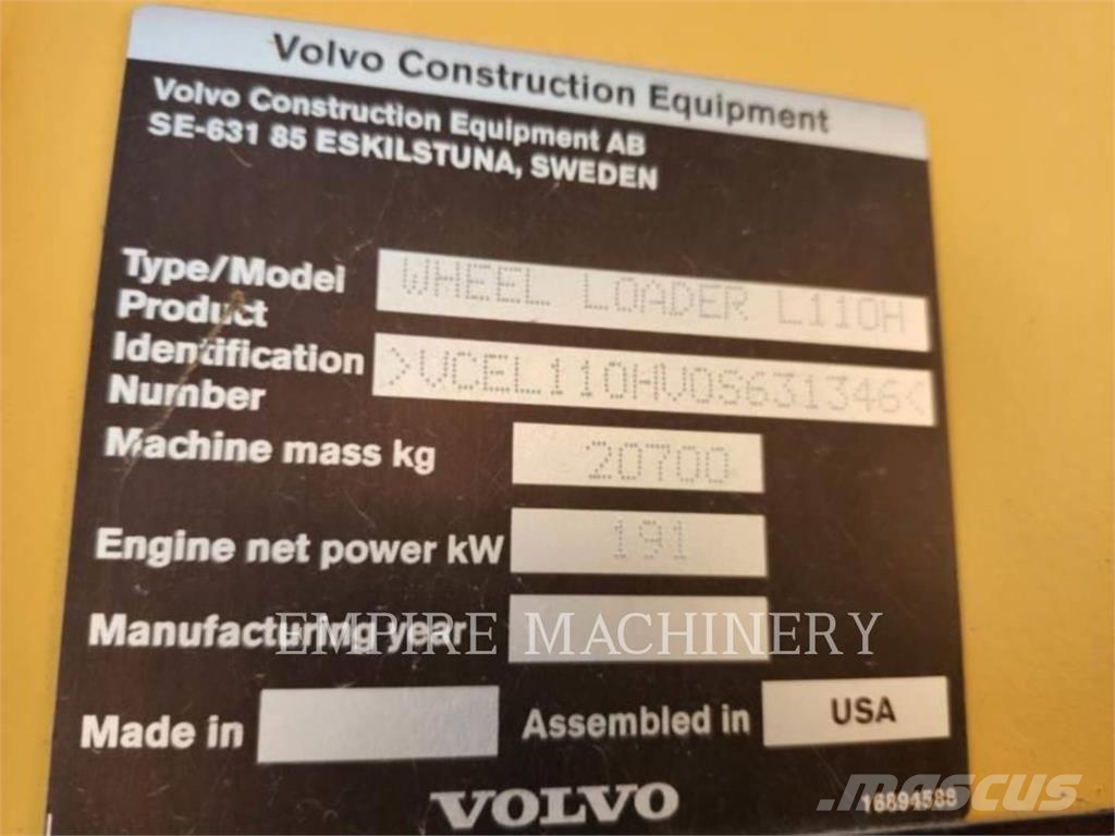 Volvo CONST. EQUIP. NA, INC. L110H Læssemaskiner på hjul