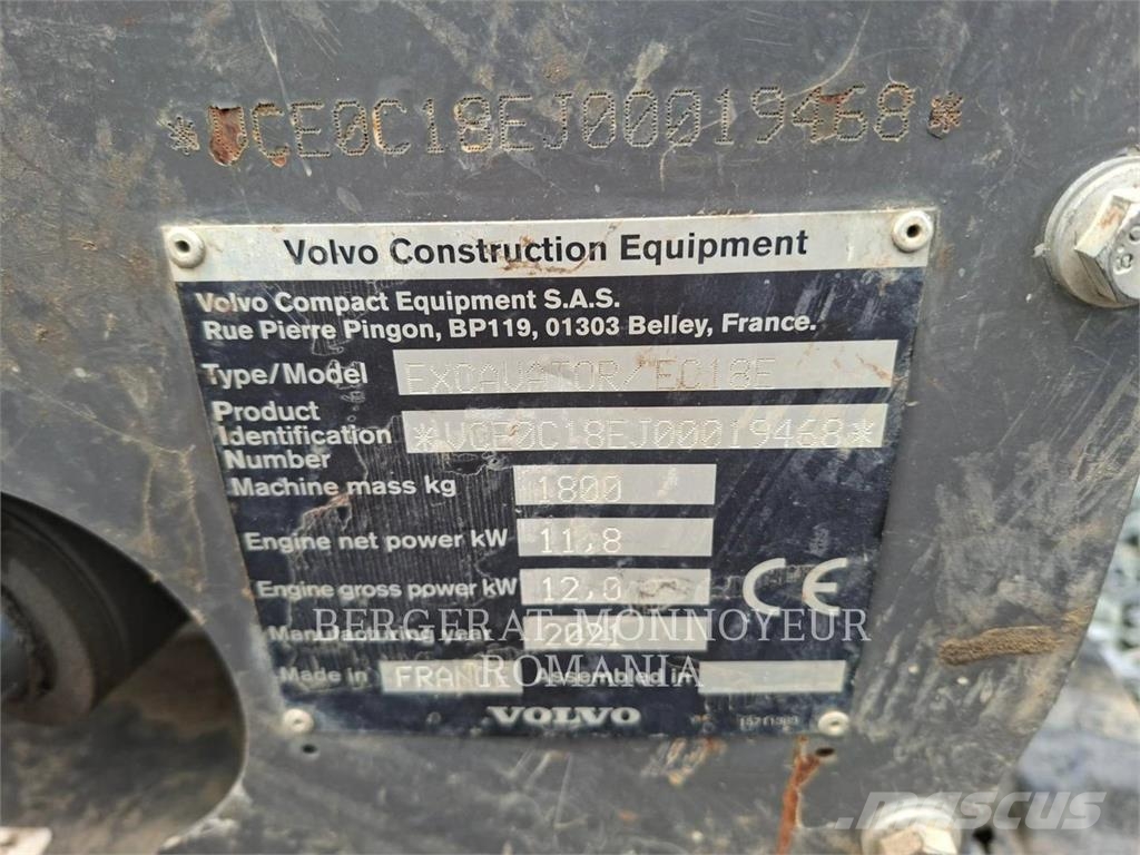 Volvo EC18E حفارات صغيرة أقل من 7 طن (حفارات صغيرة)