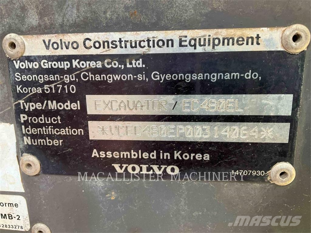 Volvo EC480EL Kāpurķēžu ekskavatori