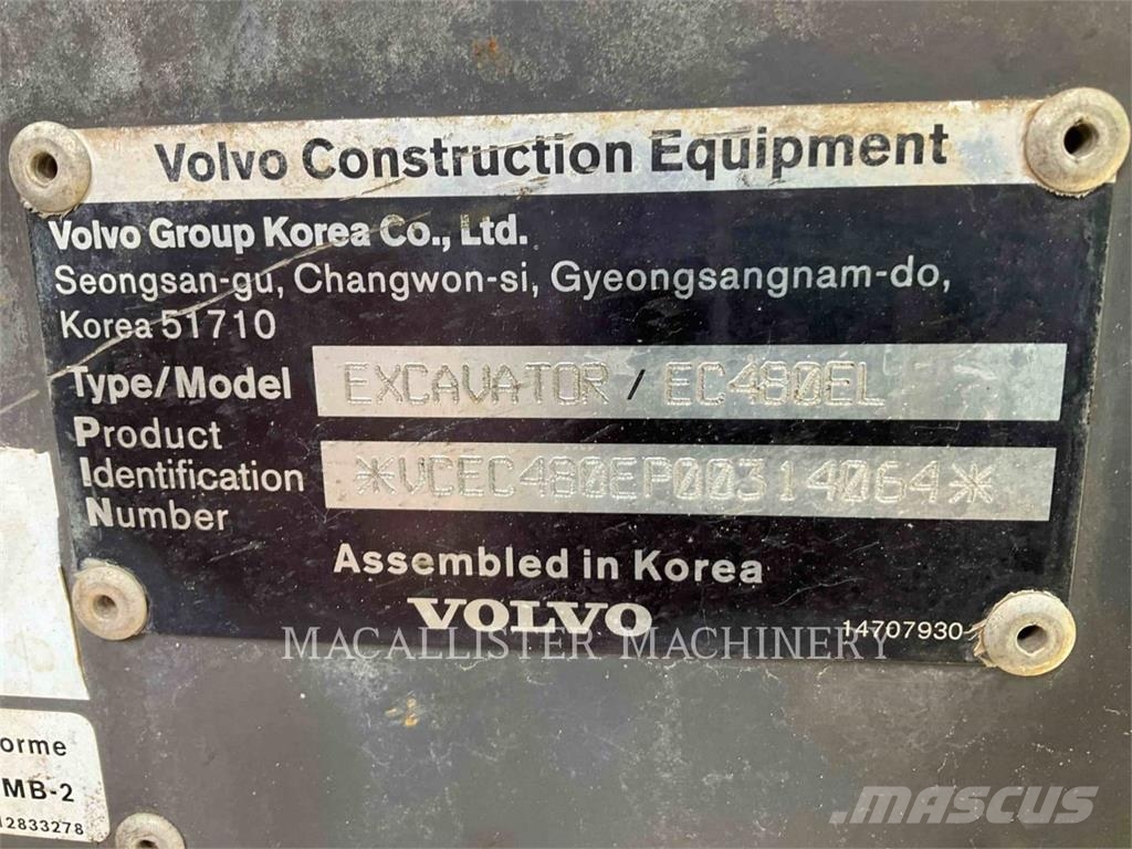 Volvo EC480EL Kāpurķēžu ekskavatori