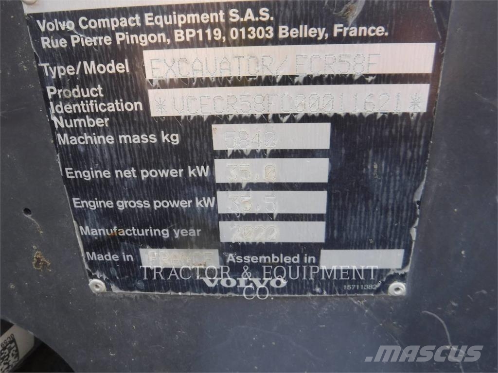 Volvo ECR-58F 대형 굴삭기 29톤 이상