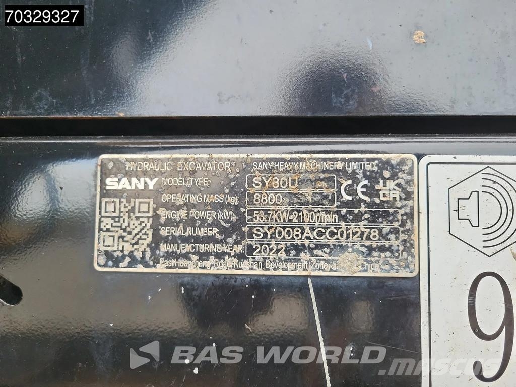 Sany SY80 U A/C - 3 Buckets حفارات صغيرة أقل من 7 طن (حفارات صغيرة)