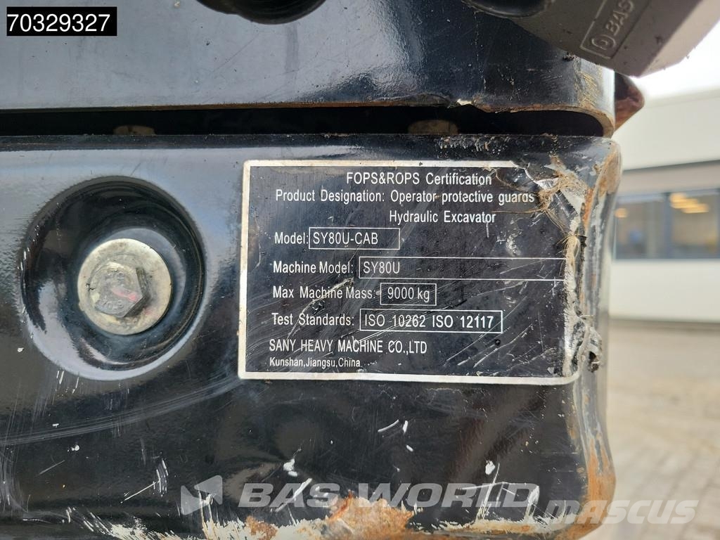 Sany SY80 U A/C - 3 Buckets Mini ekskavatoriai < 7 t