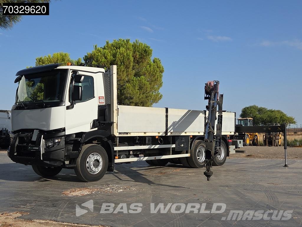 Renault K 380 K 6X4 Grua Palfinger PK18002 EH Mando Suspen شاحنات مسطحة/مفصلية الجوانب