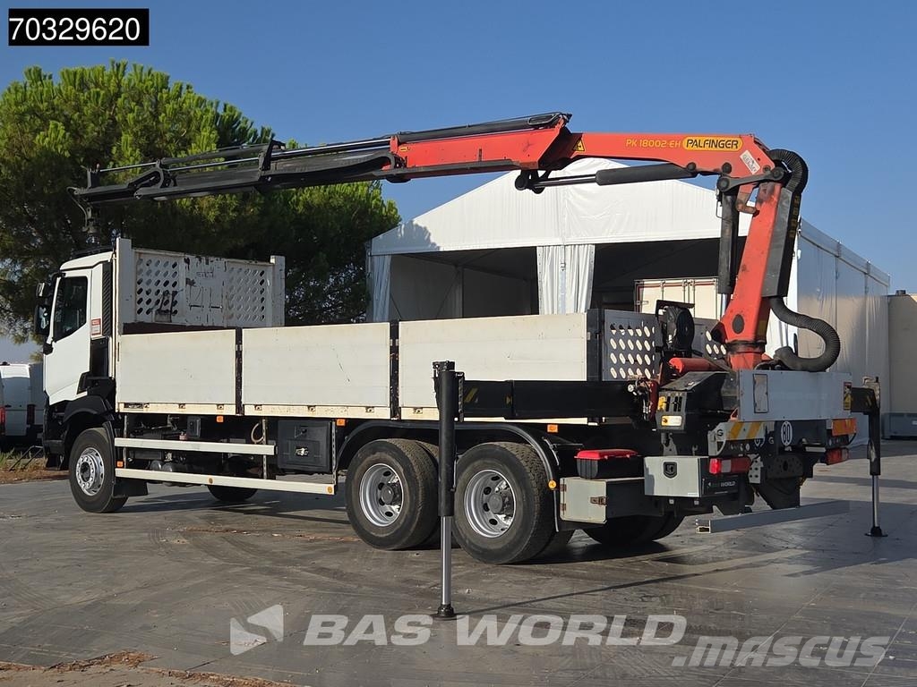 Renault K 380 K 6X4 Grua Palfinger PK18002 EH Mando Suspen شاحنات مسطحة/مفصلية الجوانب