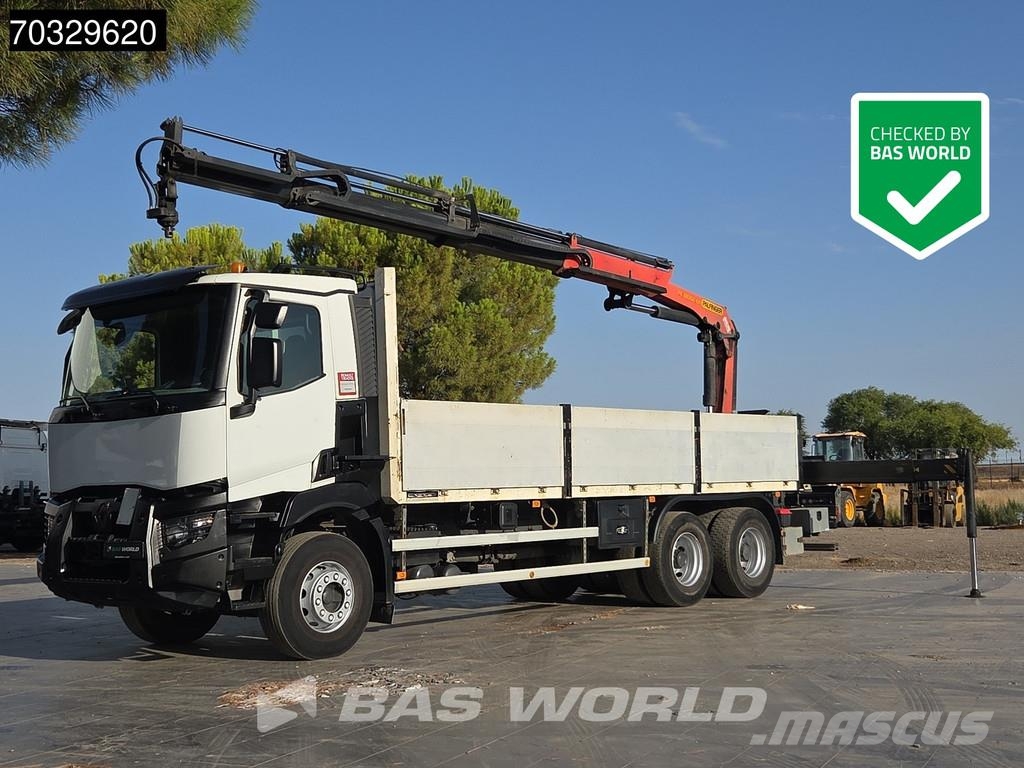Renault K 380 K 6X4 Grua Palfinger PK18002 EH Mando Suspen شاحنات مسطحة/مفصلية الجوانب
