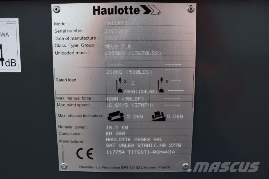 Haulotte HA16RTJ Valid Inspection, *Guarantee! Diesel, 4x4 Strēles pacēlāji