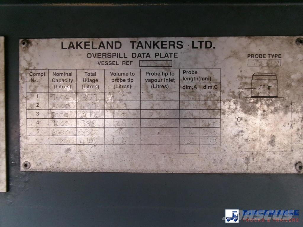 Lakeland Fuel tank alu 42.8 m3 / 6 comp + pump Poluprikolice cisterne