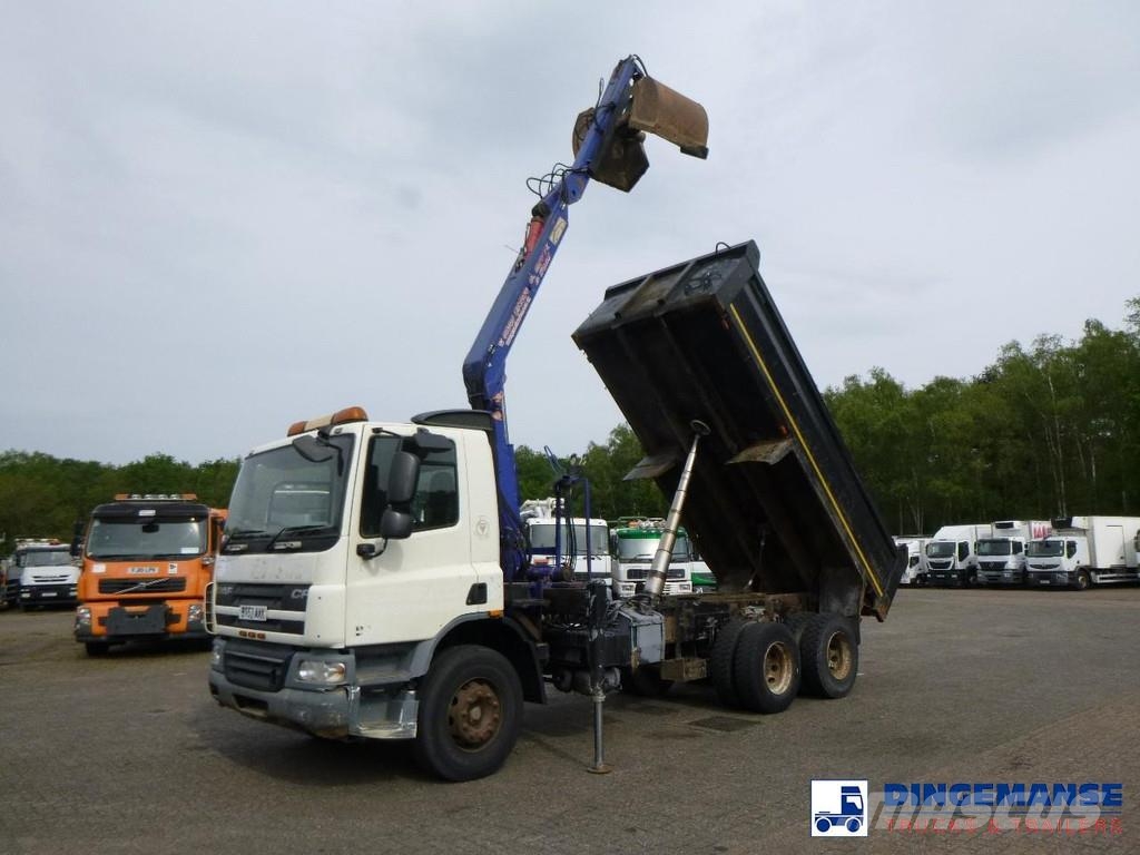DAF CF 75.310 6x4 RHD tipper + HMF 1144 K-1 + grapple Guindastes todo-terreno