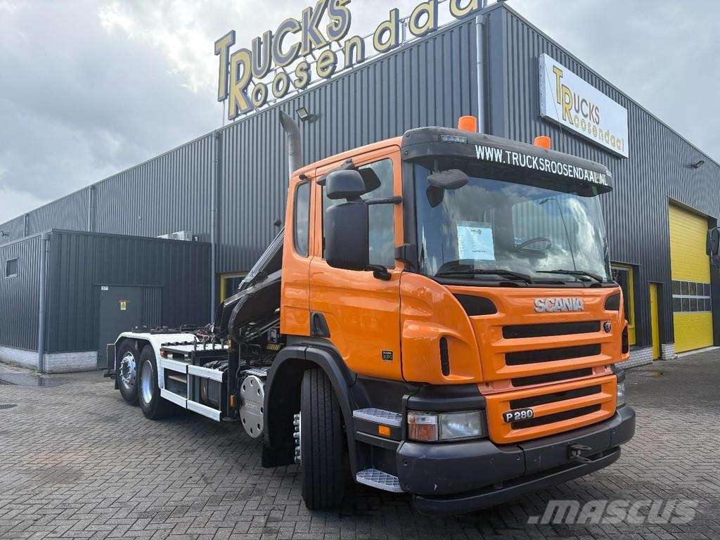 Scania P280 + HIAB 111BS-2 DUO + 6X2 + HOOKSYTEM + EURO 5 Camiones polibrazo