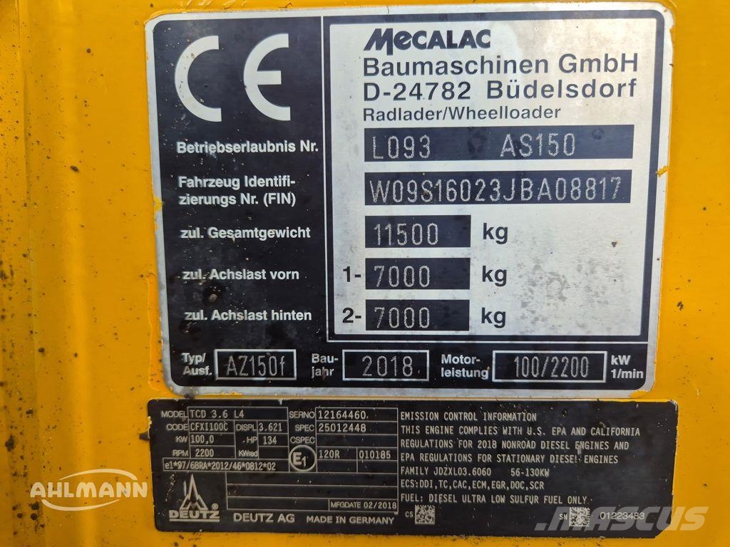 Ahlmann AZ 150f 4F Φορτωτές με λάστιχα (Τροχοφόροι)
