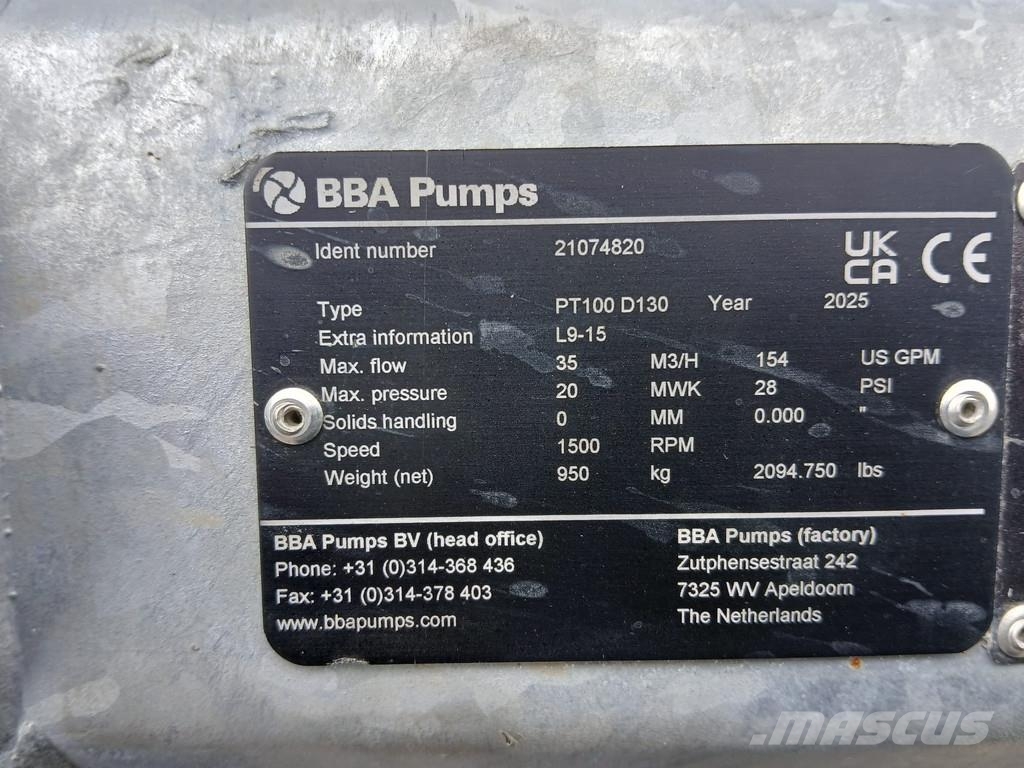 BBA PT100 D130 with HATZ 1B30 مضخات المياه