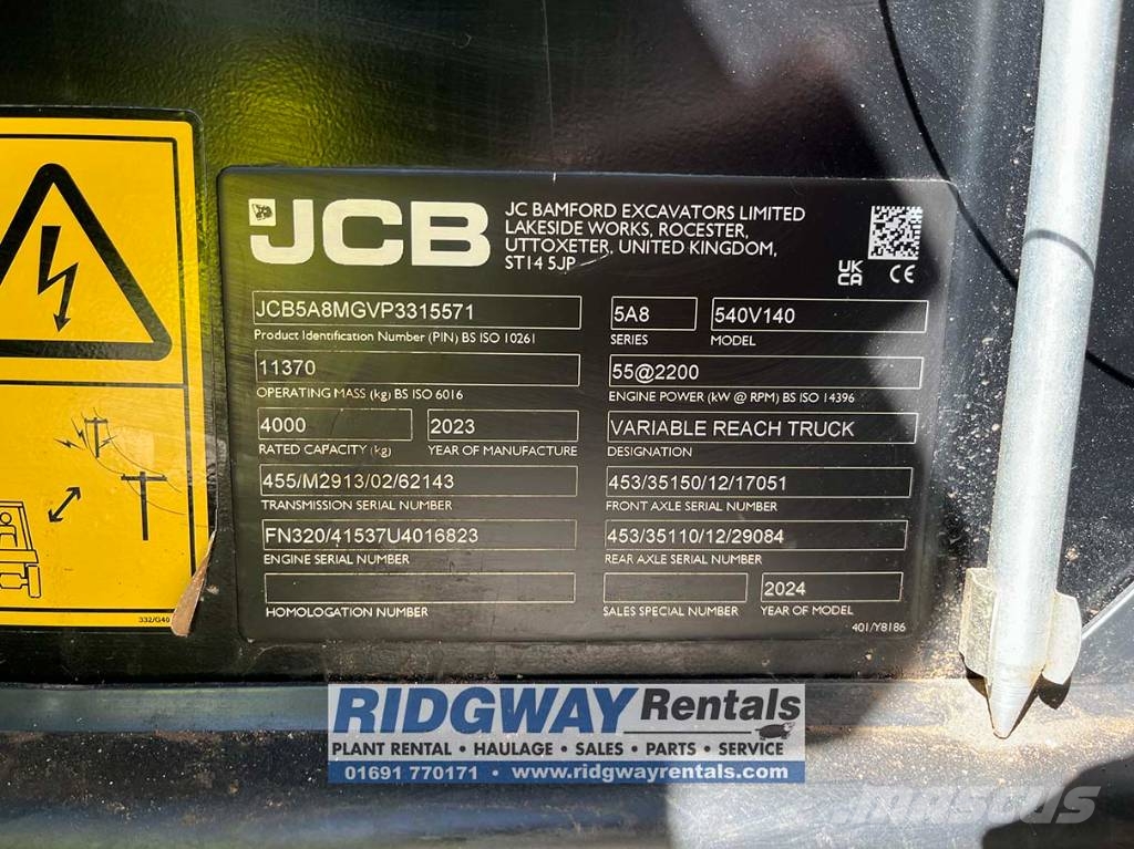 JCB 540-140 Teleskopski viličarji