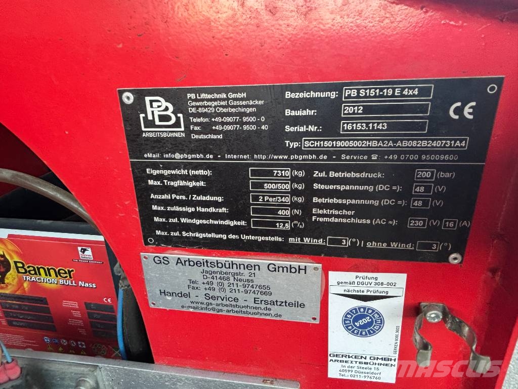 PB Lifttechnik PB s151-19 E 4x4 15m schaarhoogwerker pb lift s151 رافعات مقصية الشكل
