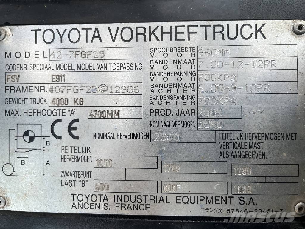 Toyota 7FGF25 /40/ V-4178 IO Gas Stapler