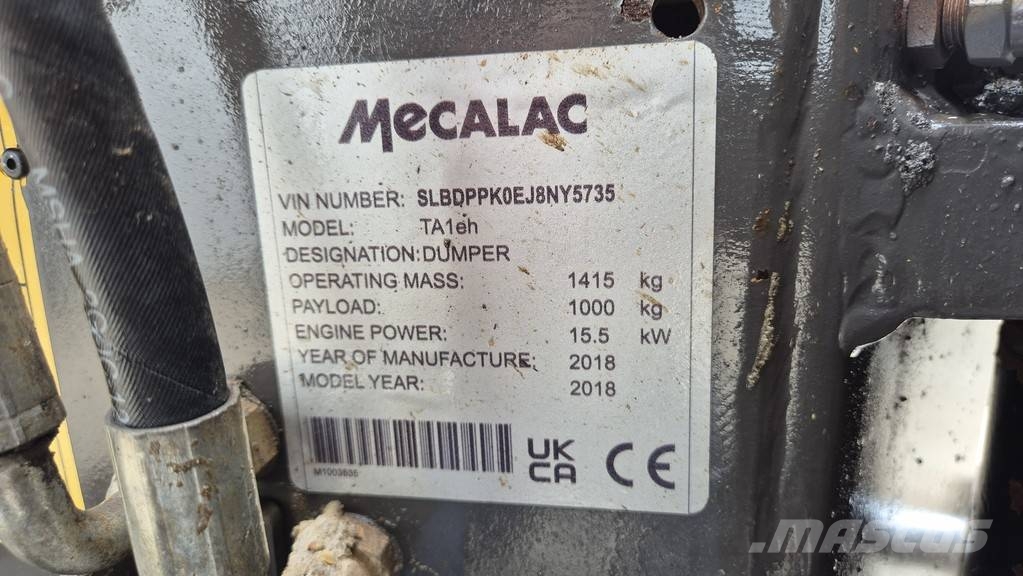 Mecalac TA1EH - 2018 YEAR - 1750 WORKING HOURS Vehículos compactos de volteo