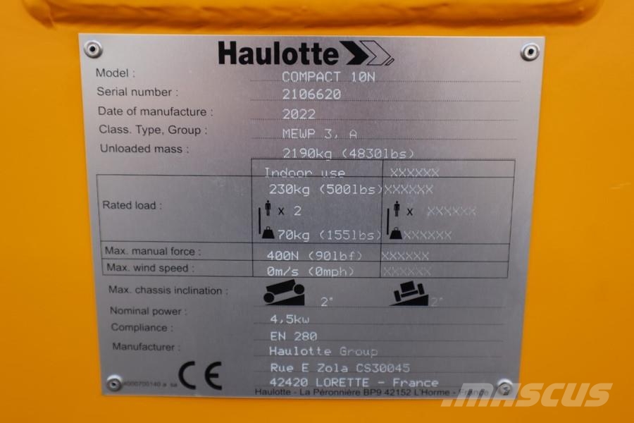 Haulotte Compact 10N Valid Inspection, *Guarantee! 10m Work Saxliftar