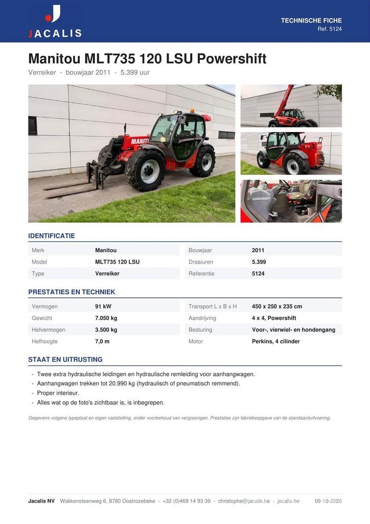 Manitou MLT735 120 LSU Powershift Teleskoplader