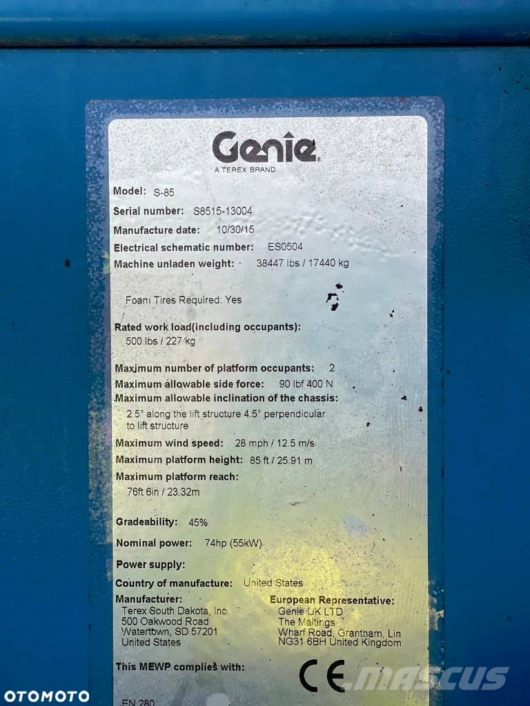 Genie S 85 Elevadores braços Telescópicos