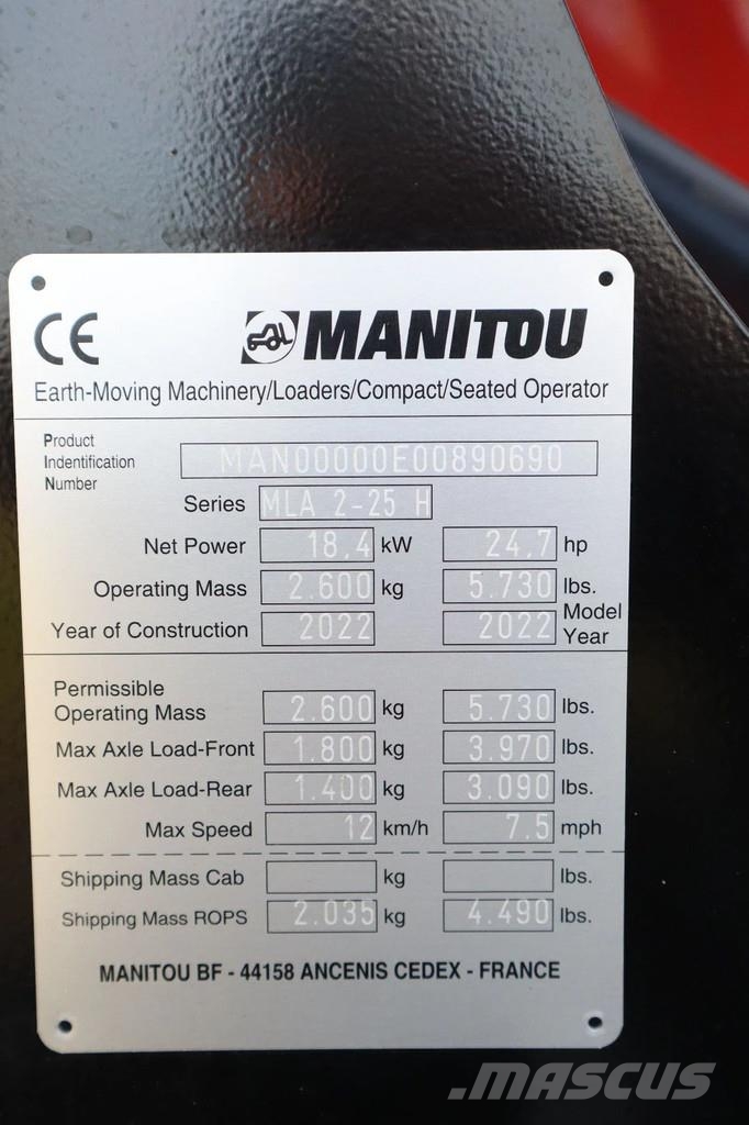 Manitou MLA 2-25 H NEW UNUSED | FORKS | STAGE V Læssemaskiner på hjul