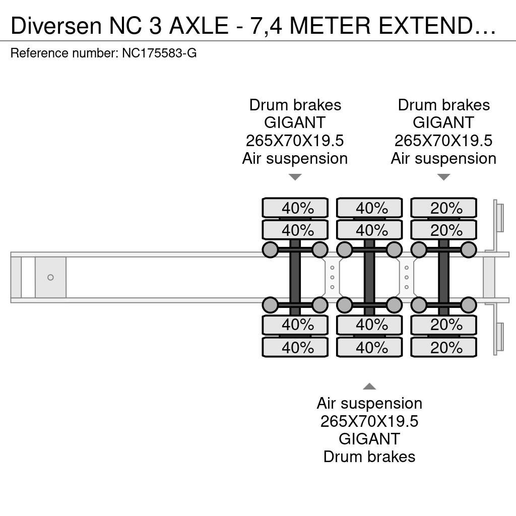 NC 3 AXLE - 7,4 METER EXTENDABLE Semirremolques de carga baja